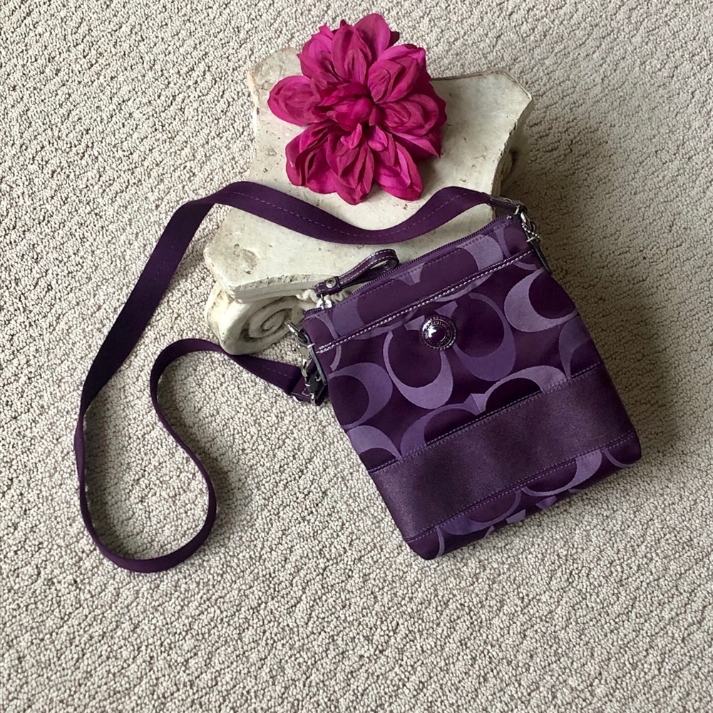 Authentic Coach Crossbody Purse, Pouch Deep Purple